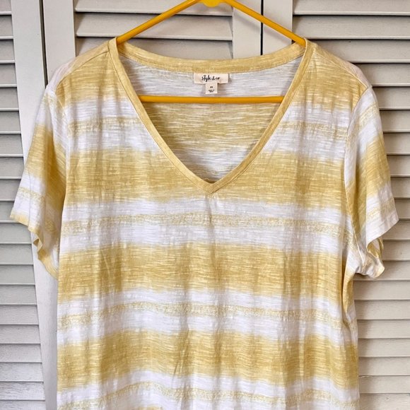 Style & Co. V-Neck Tee * Cotton * Size 2X (20-22) * Yellow * Excel Cond - Picture 2 of 5